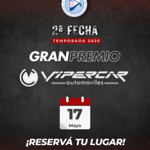¡Todo pronto para la 2ª fecha del CUAS 2025! Gran Premio Vipercar Automóviles Salida- Ancap 360 Aeropuerto Desde las 8-00 hs (primer coche a las 9-00 hs) Almuerzo y premiación en El Rancho, Canelones. Costo